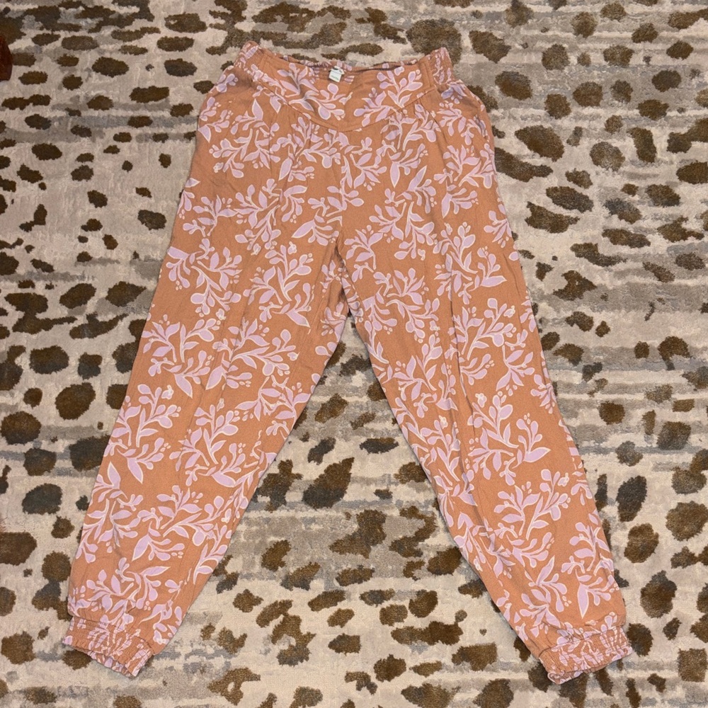 Aerie Pink and Orange Floral Joggers
